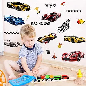 Наклейка на стіну Runtoo Racing Car Набір гоночних елементів synthetic.ua - Фото 1