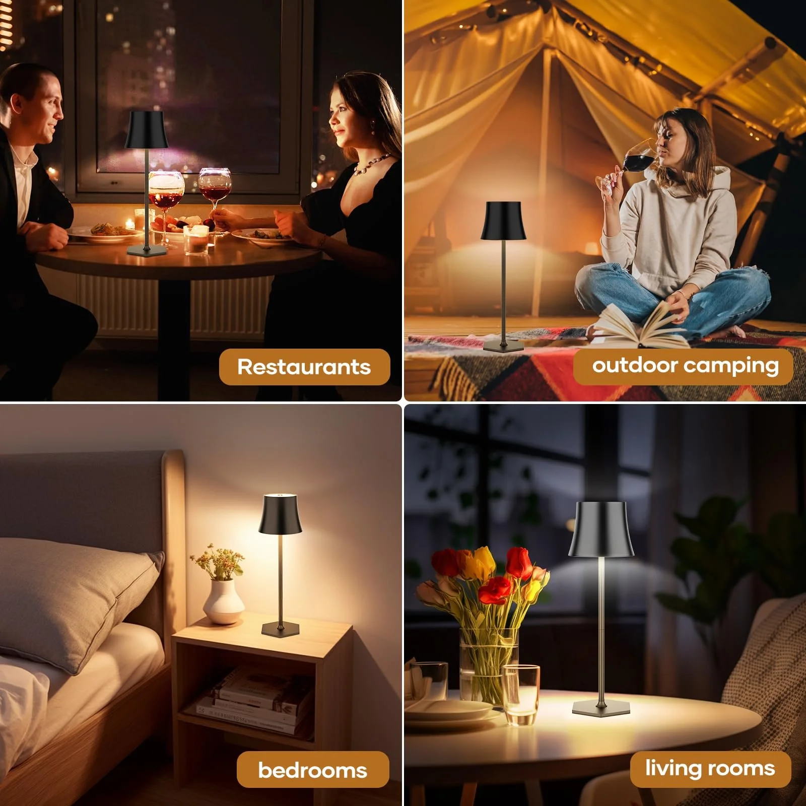 Настільна лампа LED бездротова сенсорна IP54 5000 мАг Набір з 2 шт. USB, фото №7