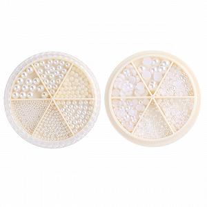 Перлини для нігтів PLAFOPE Імітація перлин Півколо та круглі перлини для дизайну - Фото 1