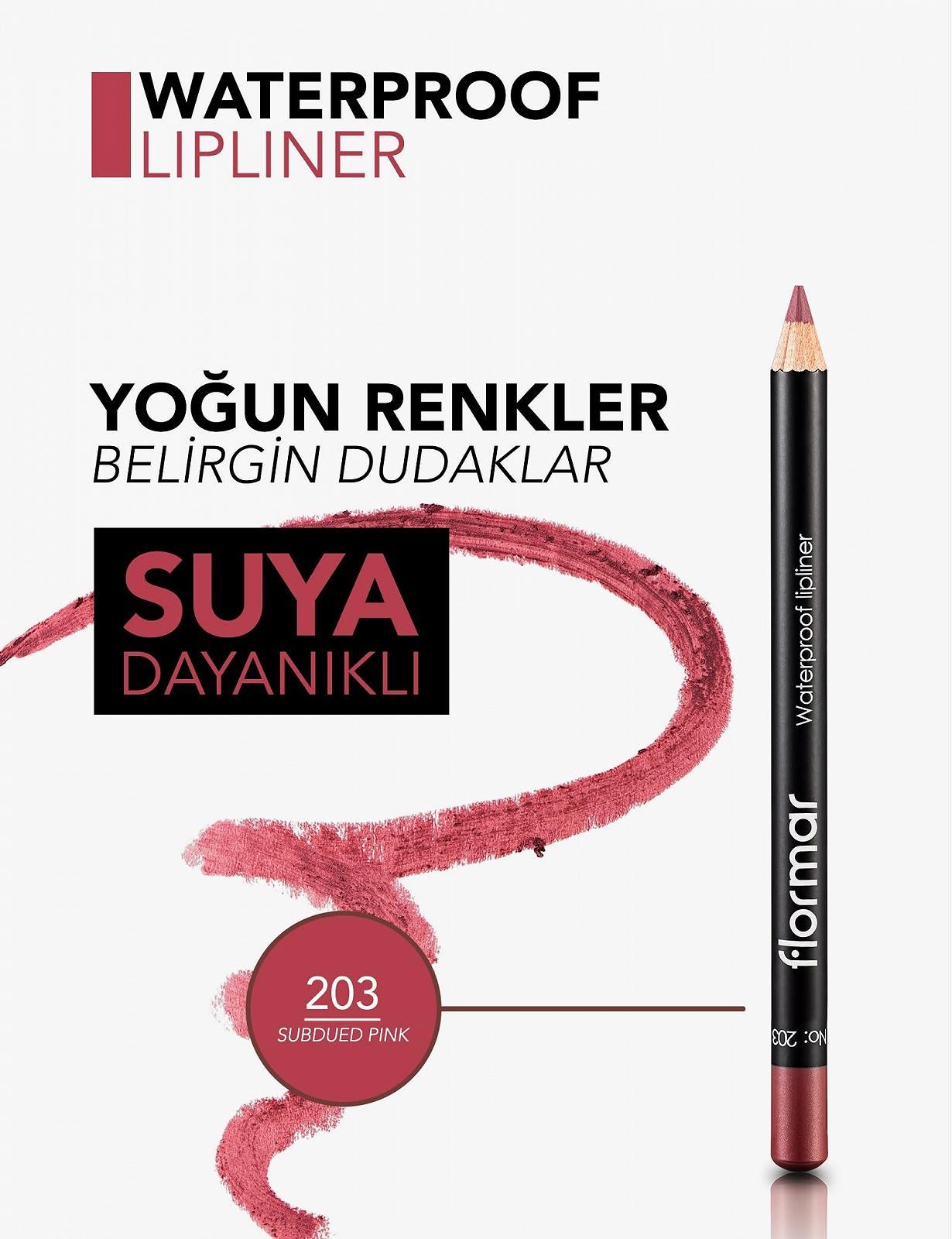 Олівець для губ Flormar Водостійкий 203 Subdued Pink, фото №3