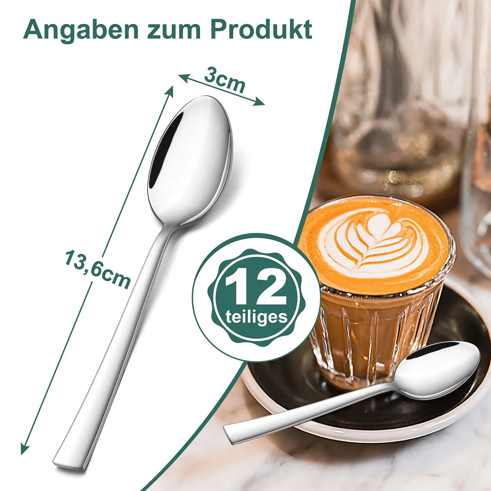 Ложка чайна TEAMFAR з нержавіючої сталі 13.6 cm, 12 шт., фото №2