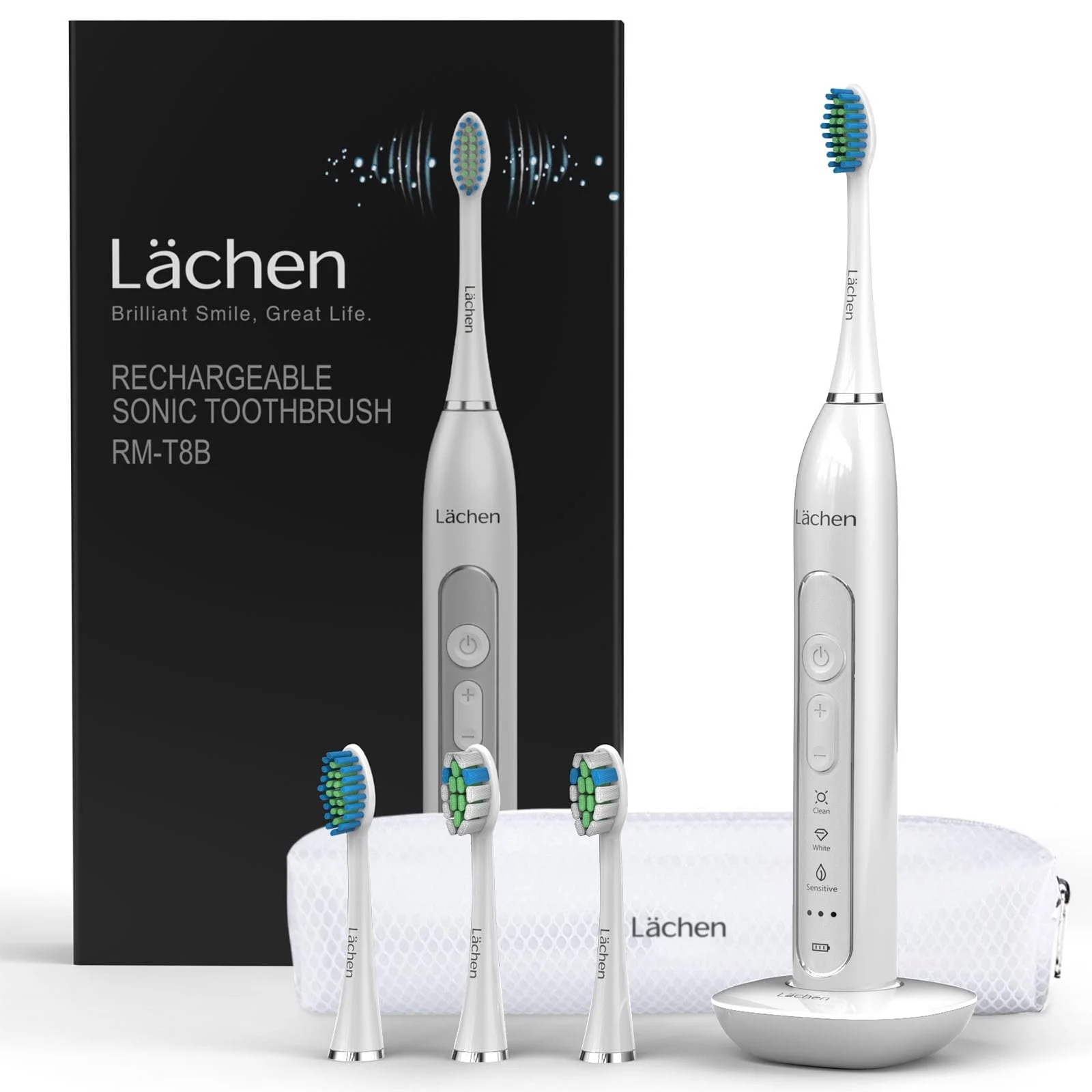 Электрическая звуковая зубная щетка Lächen RM-T8B Таймер 3 режима Белый, фото №1