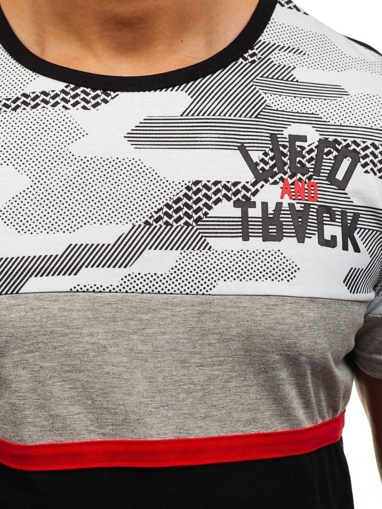 Футболка мужская удлиненная черно-серая, фото №4