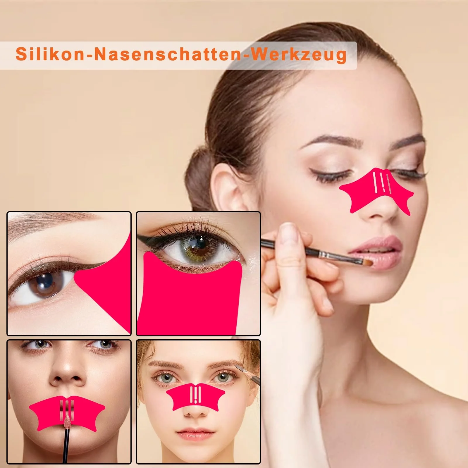 Інструмент Haierdidi Silicone Nose Shadow Eyeliner Stencils Багатофункціональний Червоний, фото №6 Інструмент Haierdidi Silicone Nose Shadow Eyeliner Stencils Багатофункціональний Червоний, фото №6