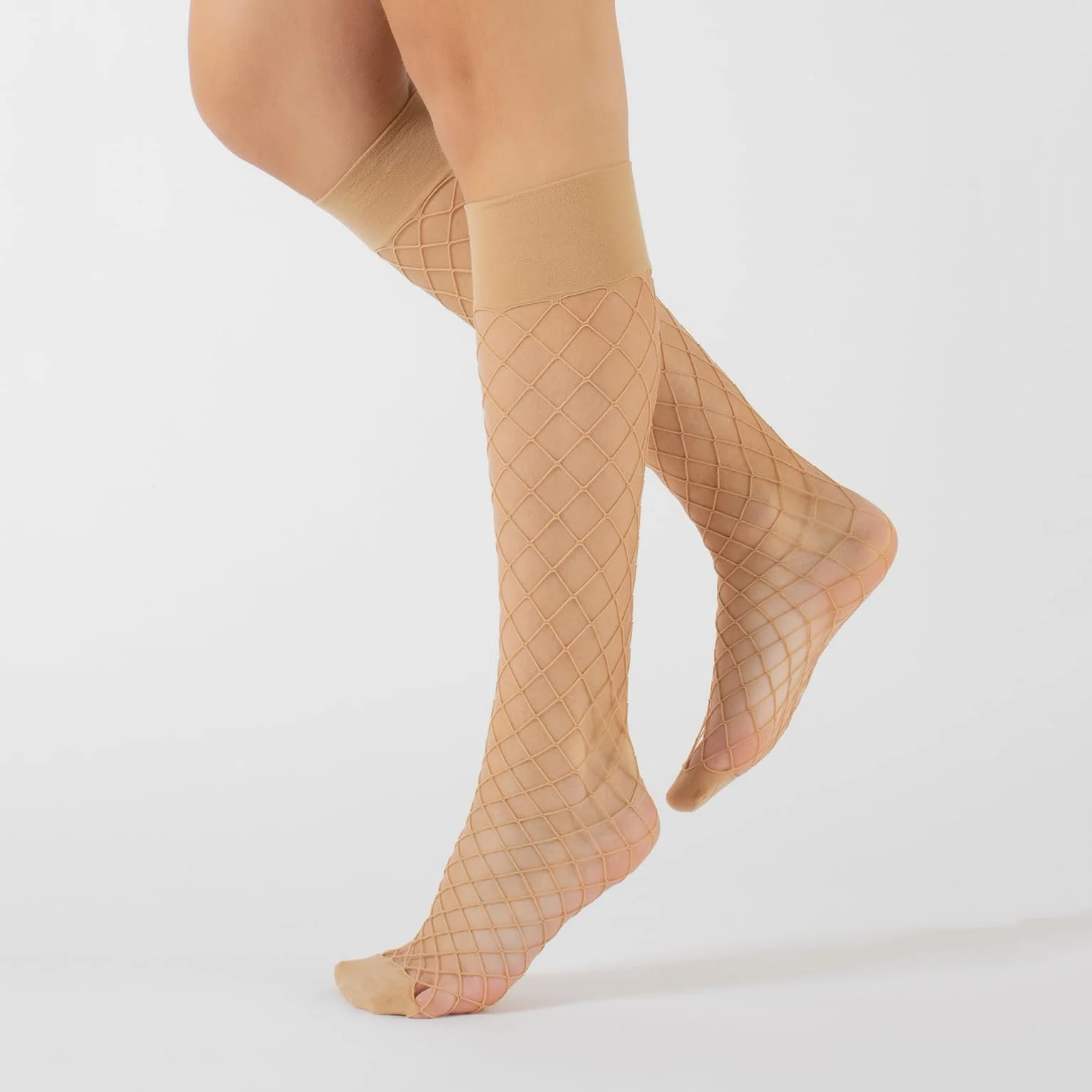 Панчохи Calzitaly В Сіточку З Великими Отверстиями Чорний Бежевий (2 пари), фото №3