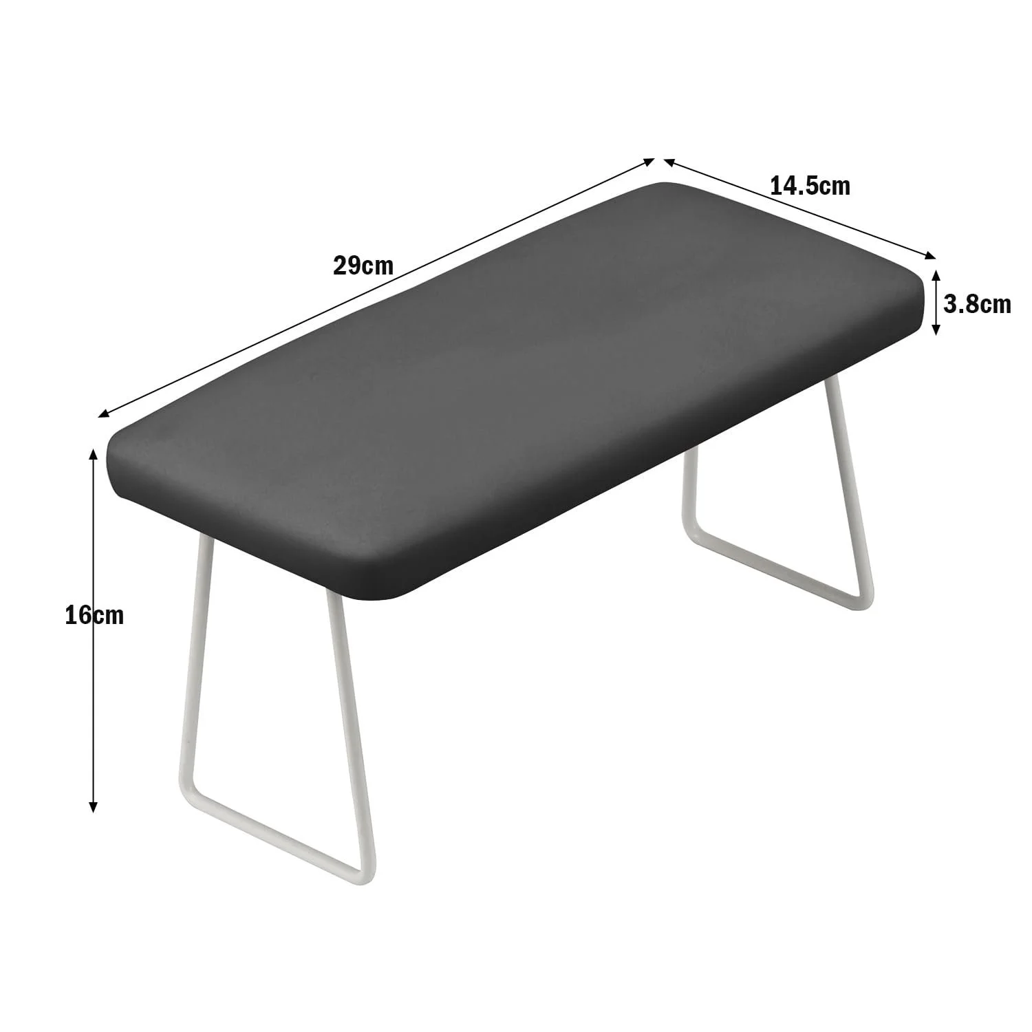 Підставка для рук зі штучної шкіри з хромованими ніжками Professional Nail Art Black, фото №2