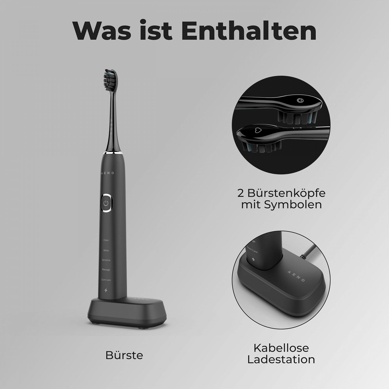 Електрична звукова зубна щітка AENO DB6 5 режимів 46000 вібрацій/хв Black, фото №6