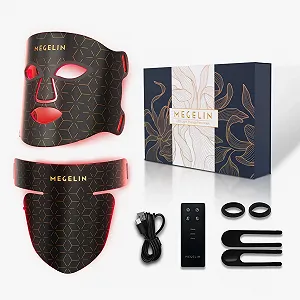 LED Маска для лица и шеи MEGELIN, 7 цветов светотерапии, инфракрасная маска - Фото 1