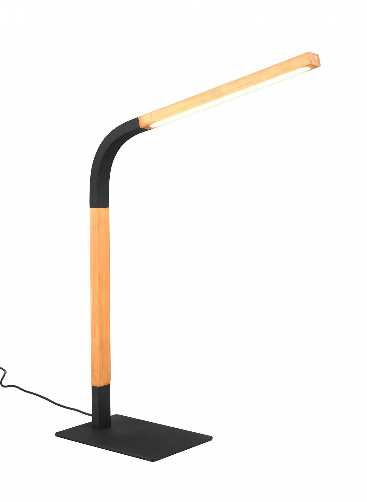 Настільна лампа Trio Leuchten Norris 545210132 метал натуральне дерево з LED-димером 11 Вт матова чорна, фото №1