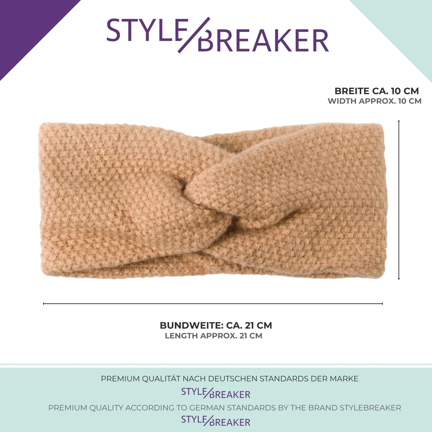 В'язана пов'язка на голову styleBREAKER 04026064 з візерунком в'язки «Рисове зерно», фото №5