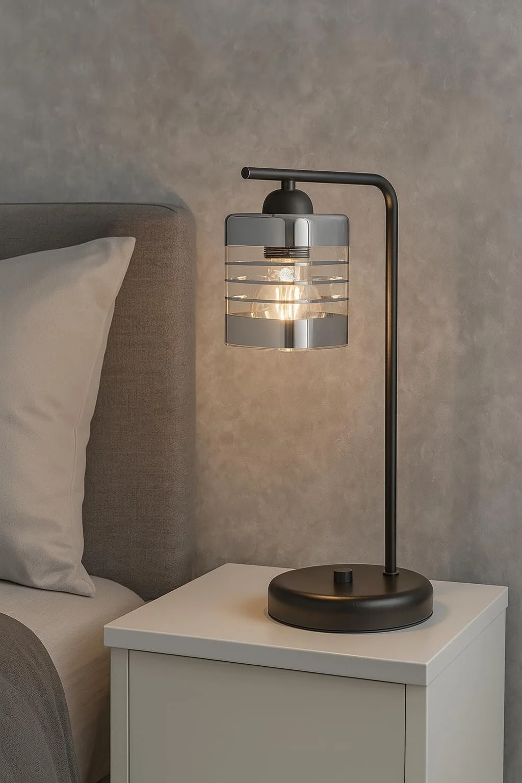 Настільна лампа Loft Metal Glass Silver 1-Bulb E27 Чорний, фото №4