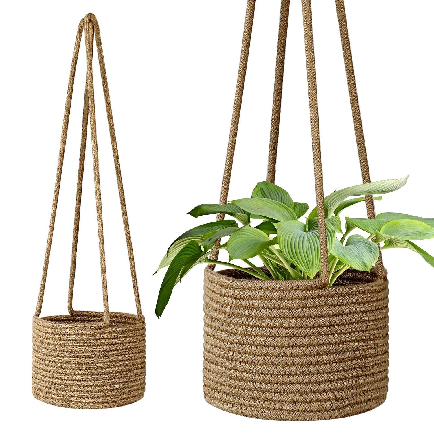 Підвісний кошик для рослин Flexzion Набір з 2 шт. Бавовняна мотузка Макраме 20 дюймів Білий, фото №1 Підвісний кошик для рослин Flexzion Набір з 2 шт. Бавовняна мотузка Макраме 20 дюймів Білий, фото №1