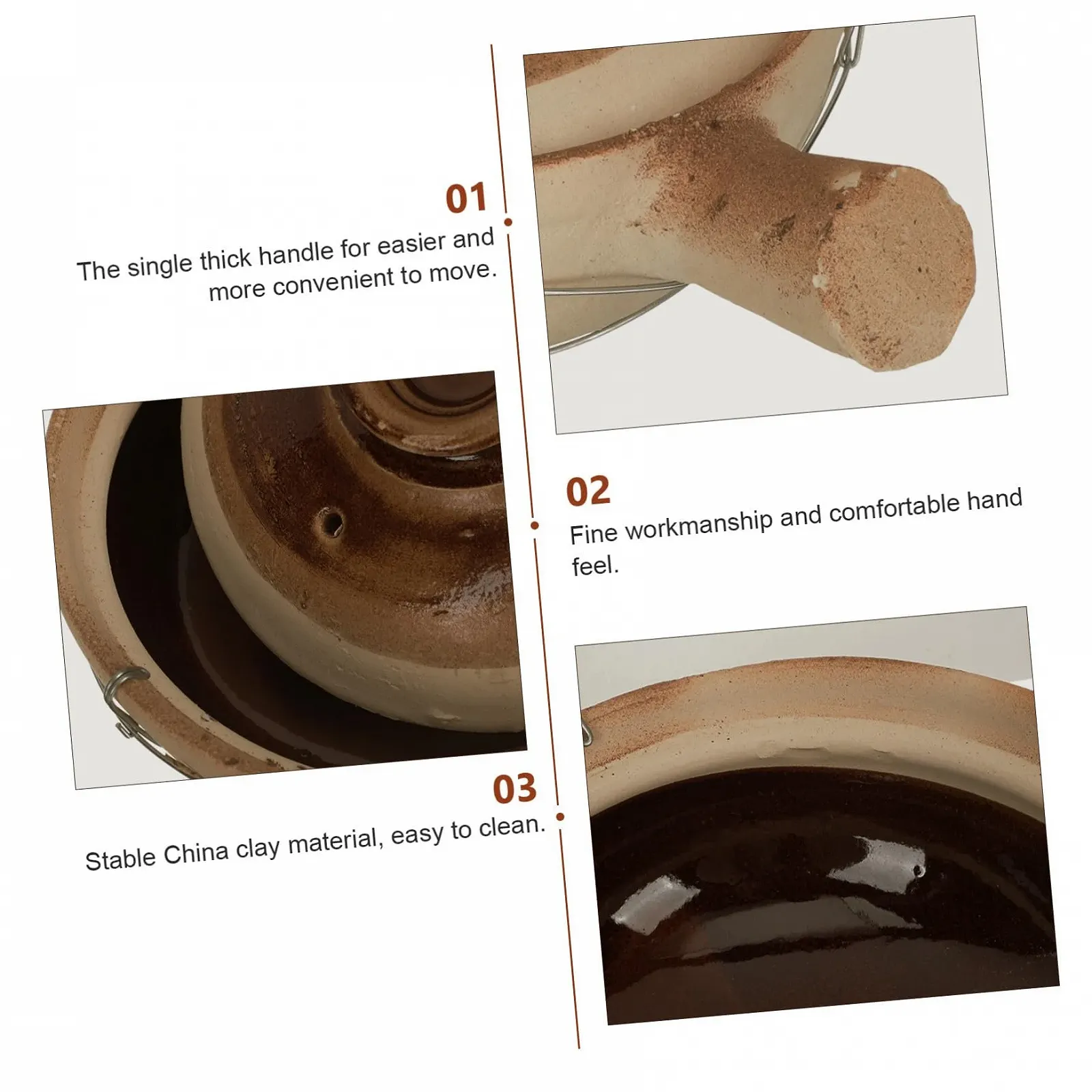 Кастрюля Stone Pot Керамическая с ручкой Термостойкая для супа и риса, фото №3