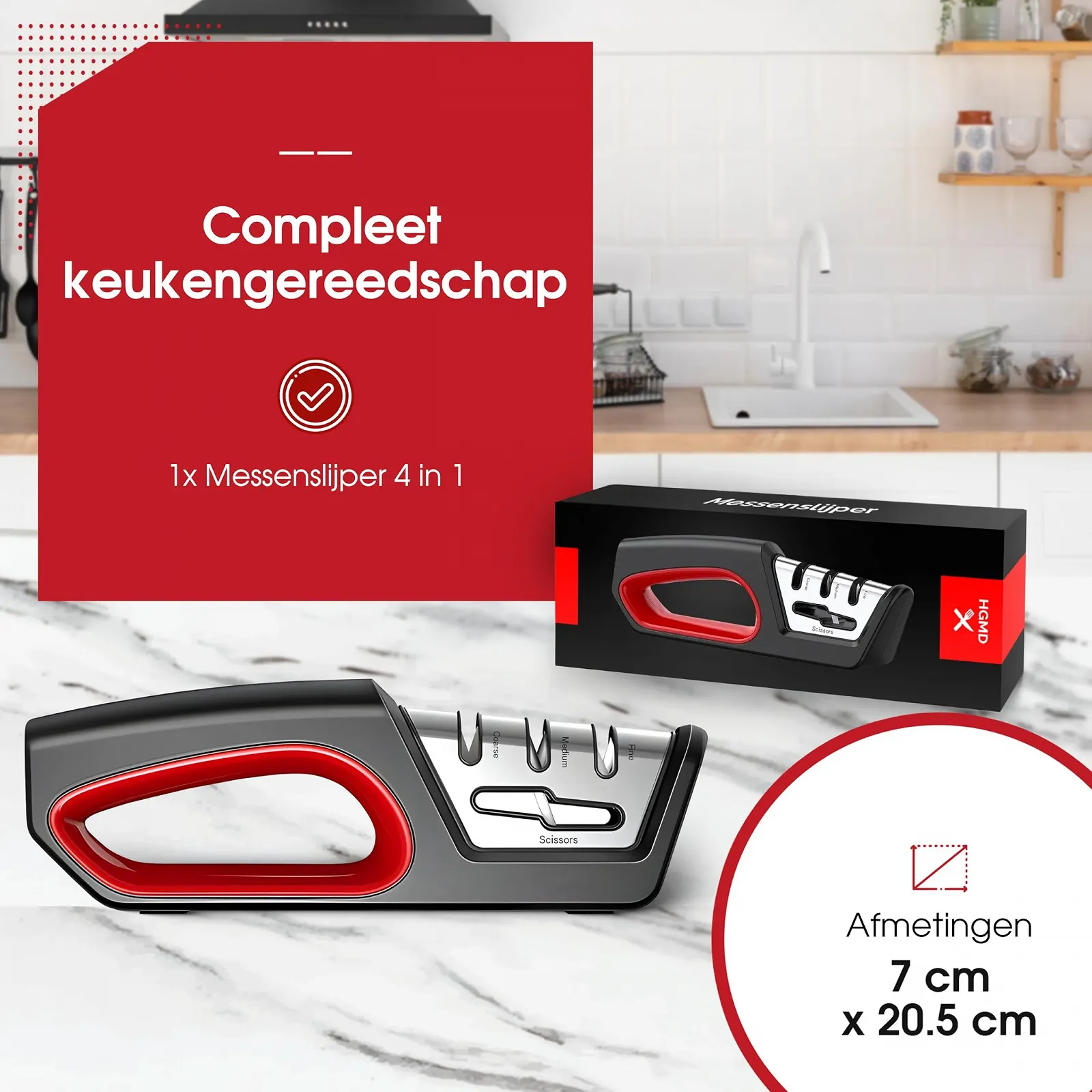 Точило для ножів та ножиць 4 в 1 3-рівневе ручне, фото №6