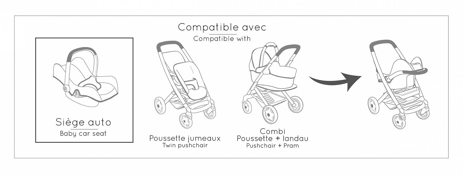 Дитяче автокрісло Smoby Maxi-Cosi з ручкою для перенесення для ляльок до 42 см зелений, фото №3