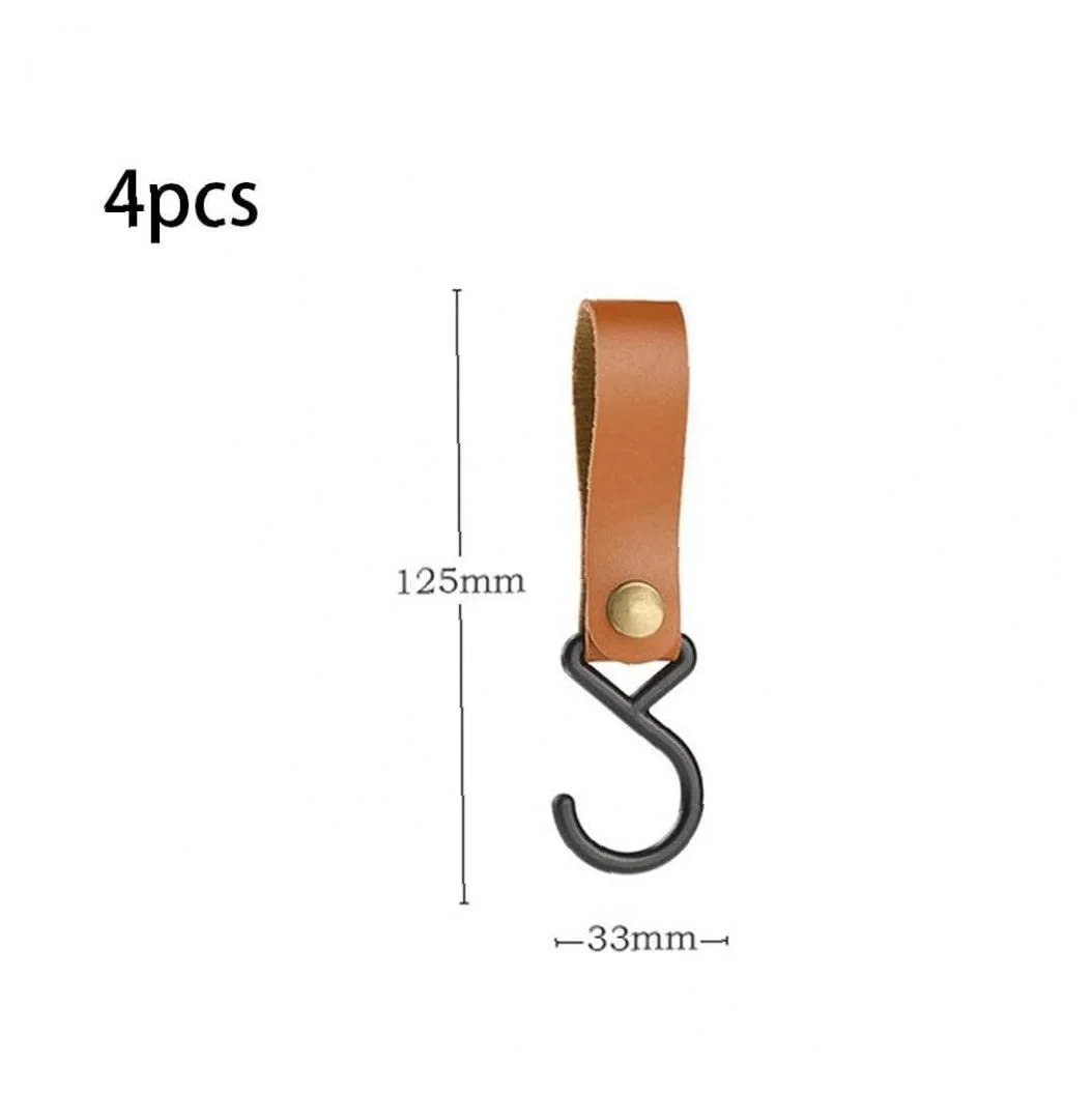 Гачки для кемпінгу TOSSPER 4 шт. зі шкіри PU S-подібні для стійок та одягу, фото №2