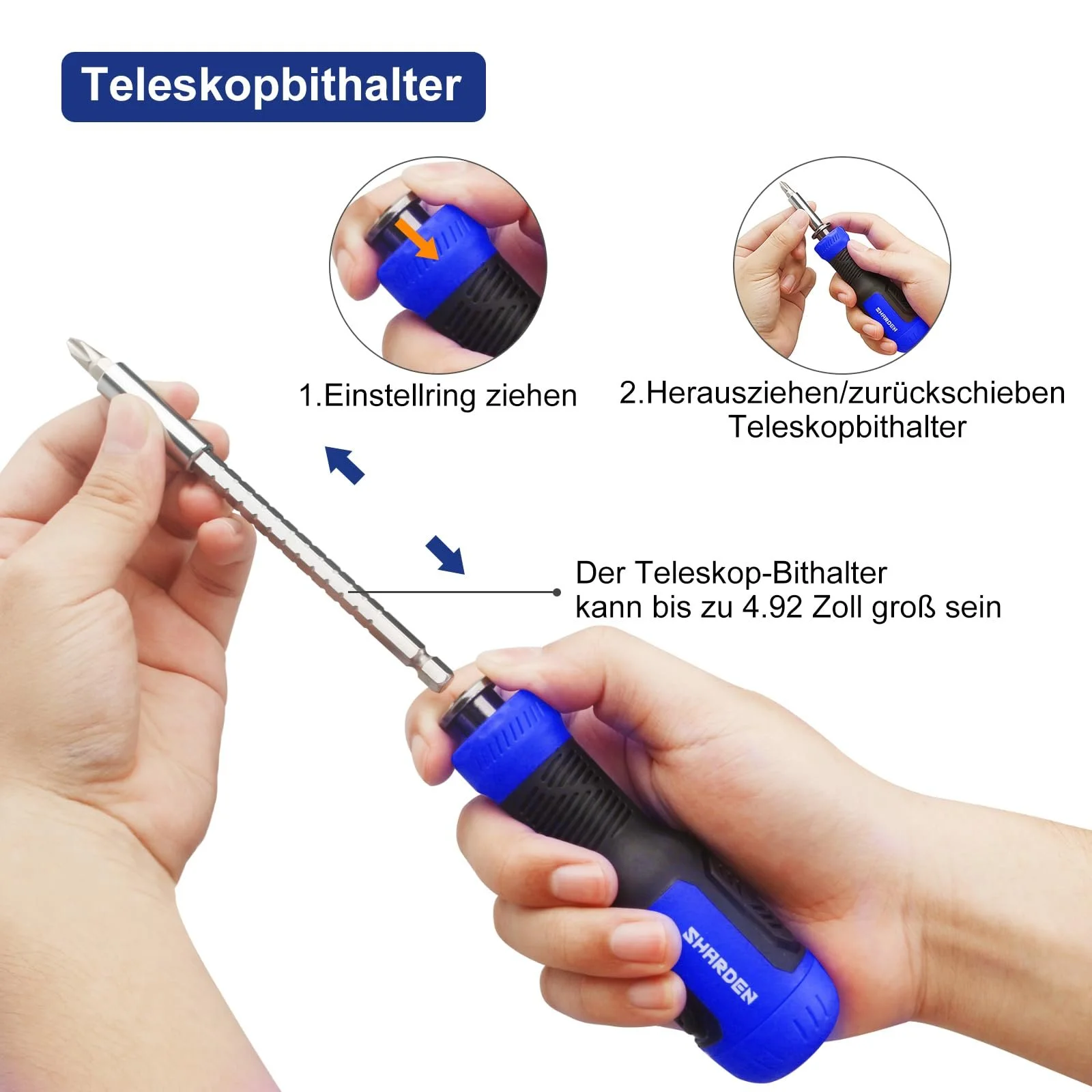 Викрутка-мультитул SHARDEN 13-в-1 магнітна з набором біт, фото №4