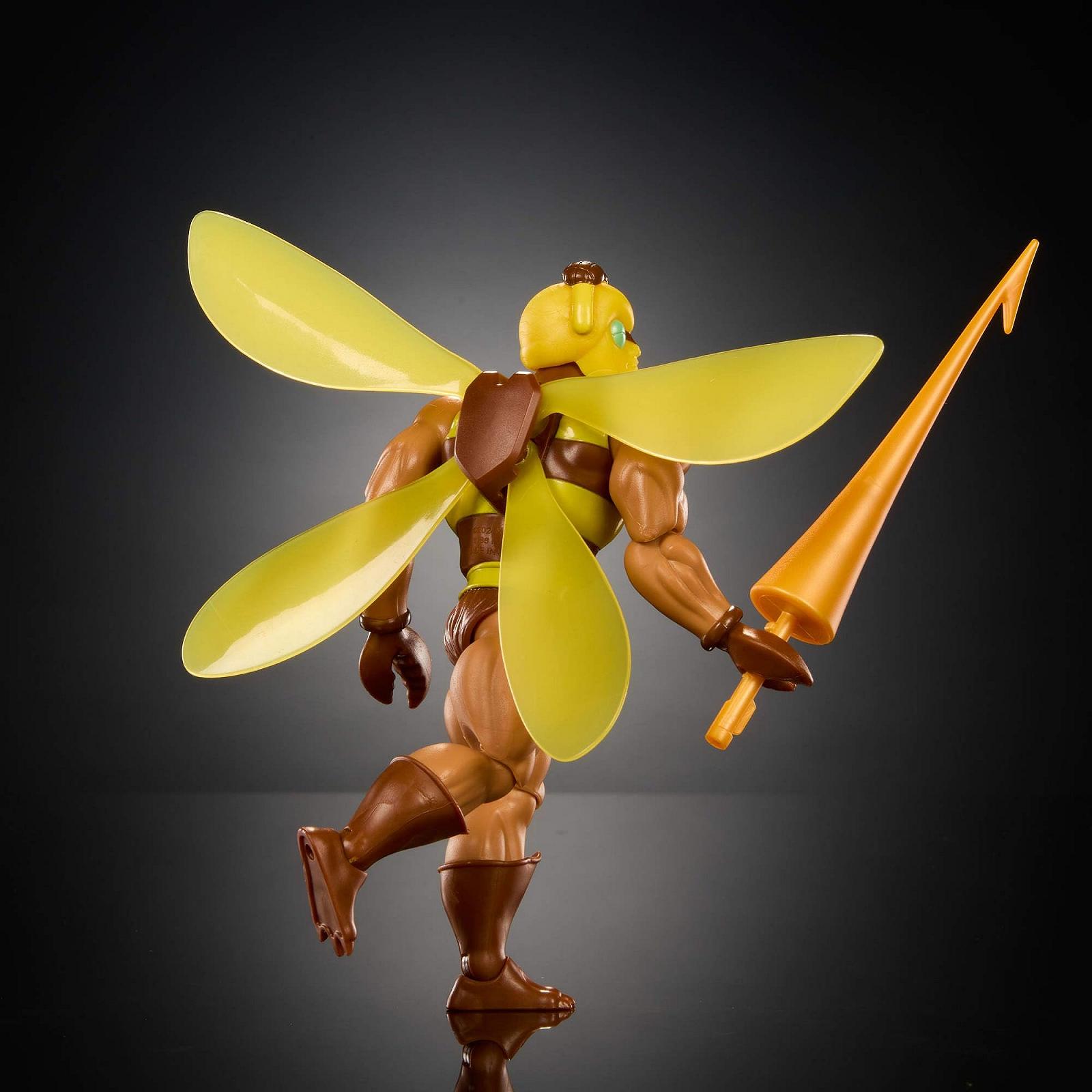 Фигурка Masters of the Universe Origins Cartoon Collection Buzz-Off, 14 см, лидер пчел с крыльями и очками, с метательным копьем, фото №6