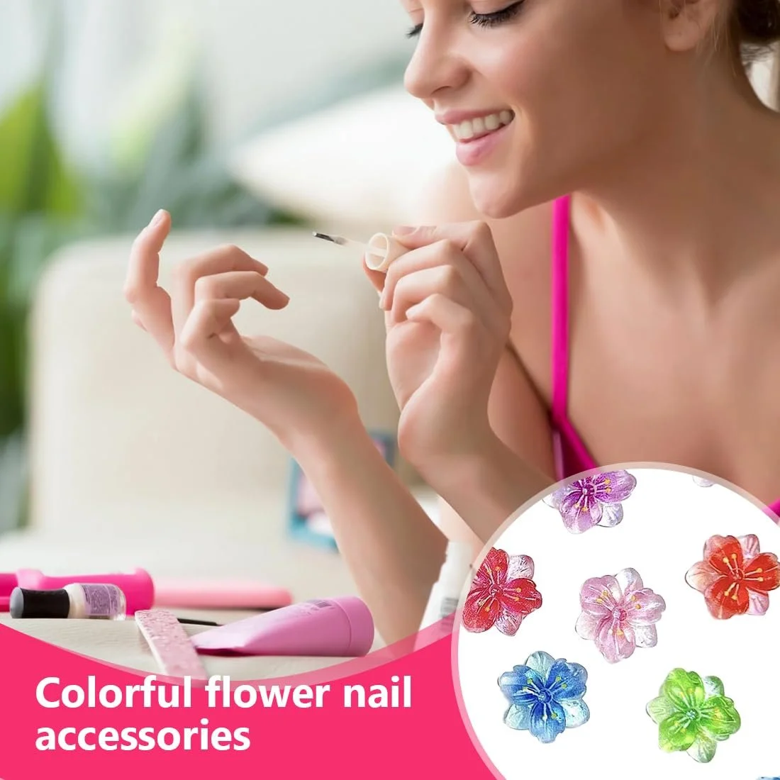 Квітка 3D Підвіски для нігтів Квіти Різнокольорові (П'ять кольорів), фото №5