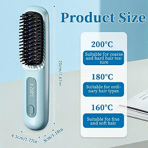 Расческа-выпрямитель Foreverup Wireless 160-200°C 3 уровня температуры портативная synthetic.ua - Фото 1
