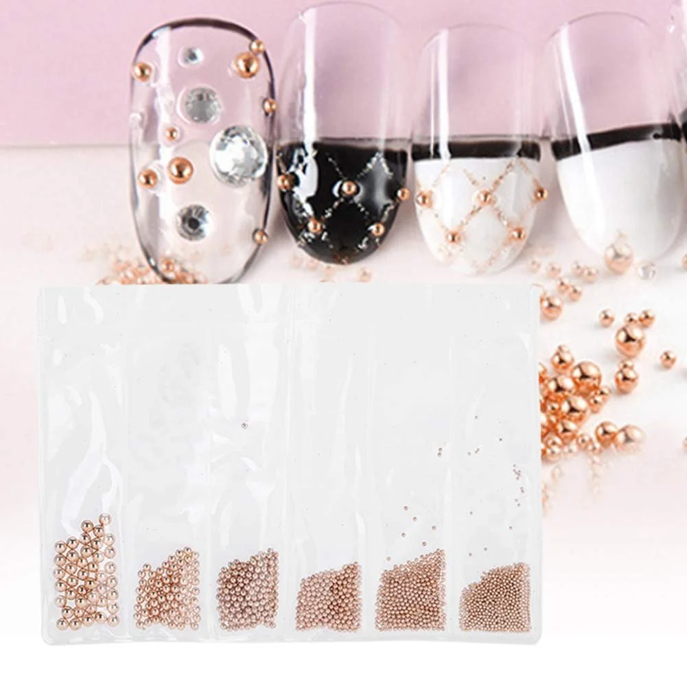 Украшения для ногтей 0.5 мм 3.0 мм Стальные шарики для маникюра, Мини стальные шарики для ногтей, Золото Серебро Розовое (Розовый), фото №2