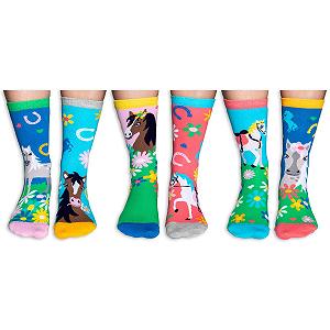 Носки United Oddsocks Giddy Up Набор из 6 разных носков с лошадьми для девочек UK 12-5.5 EUR 30.5-38.5, разноцветные synthetic.ua - Фото 1