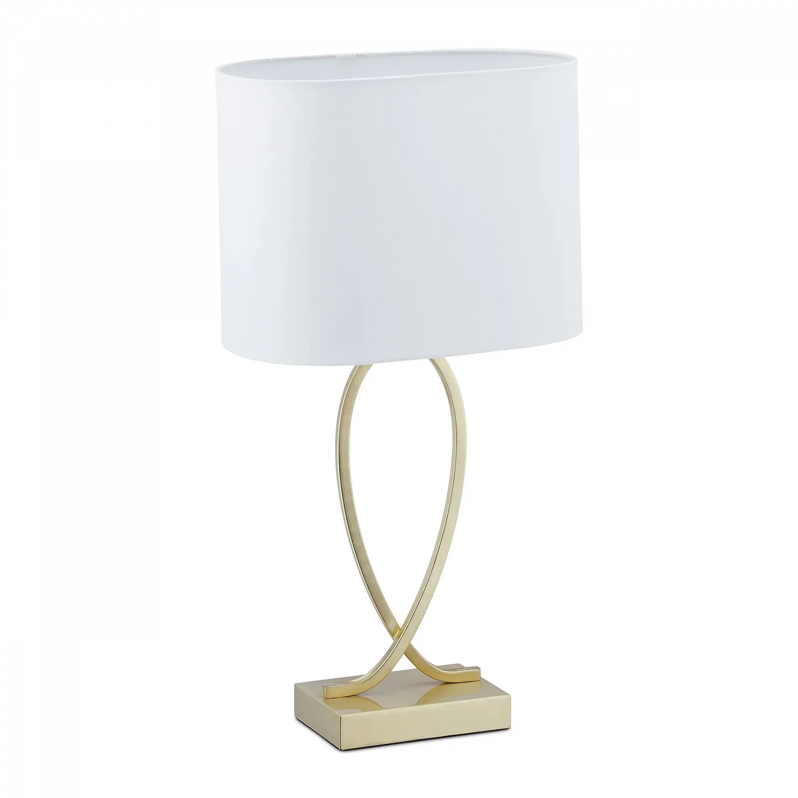 Настільна лампа Relaxdays з тканинним абажуром В x Ш x Г: 51 x 28 x 18 см E27 Золота/Біла, фото №1