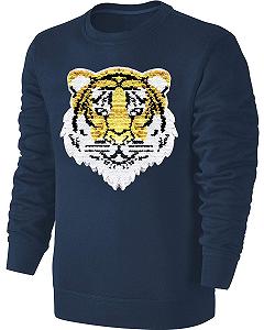 Толстовка Blackshirt Company Двусторонние Пайетки Тигр Голубой - Фото 1