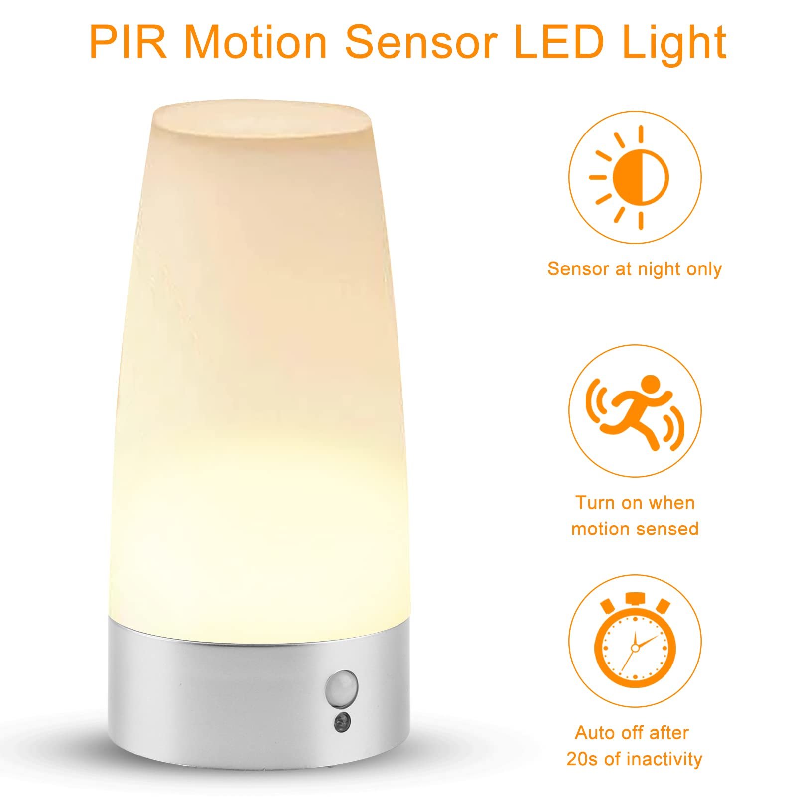 Нічник з датчиком руху PIR Бездротовий 3 режими Набір з 2 шт. Батарейки., фото №3