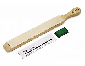 Набор для шлифовки и полировки Suehiro Japanese Sanding Set кожаный 48.5 см с пастой ГОИ для кухонных ножей - Фото 1