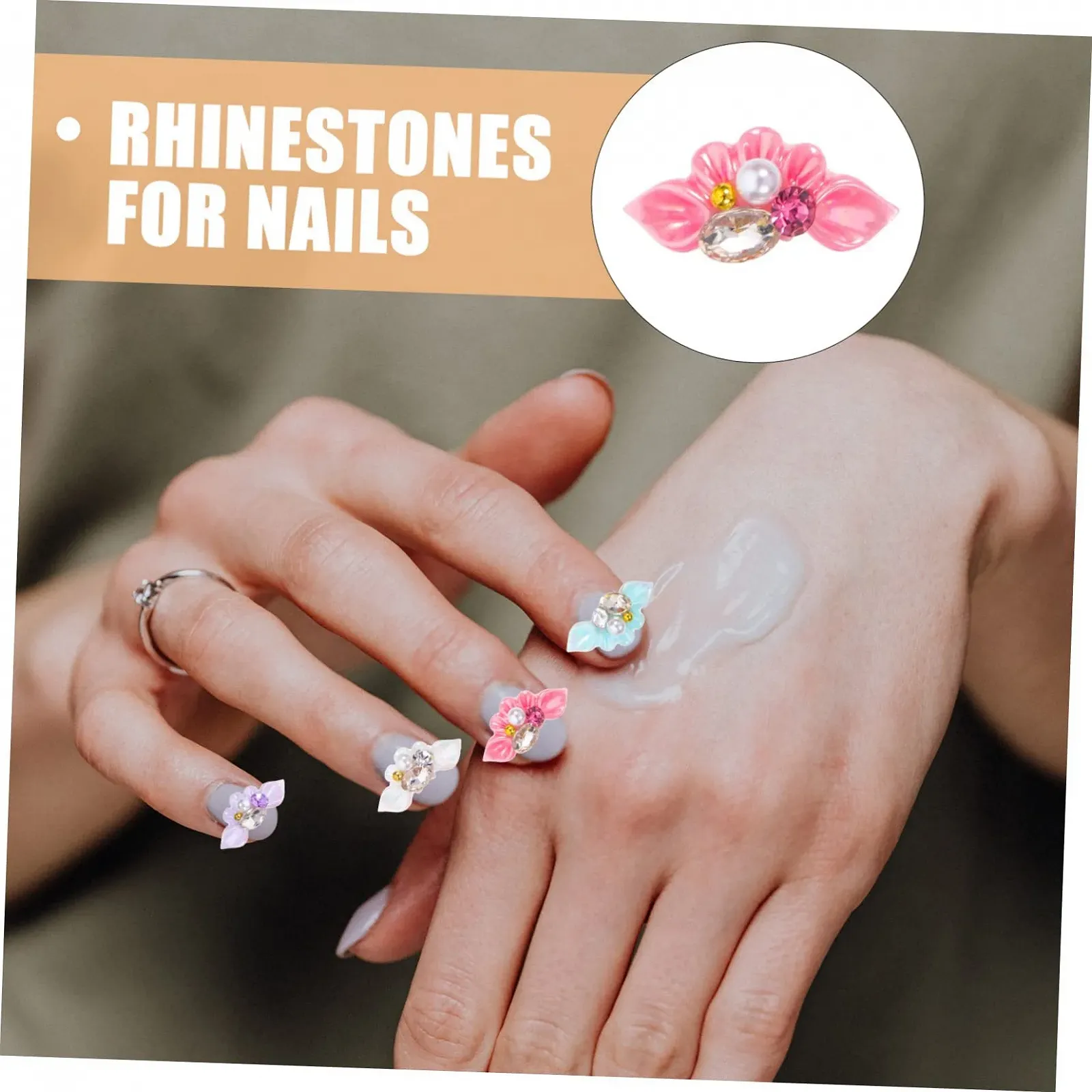 Healeved, з квітковим дизайном, стрази для нігтів, прикраси, фото №6