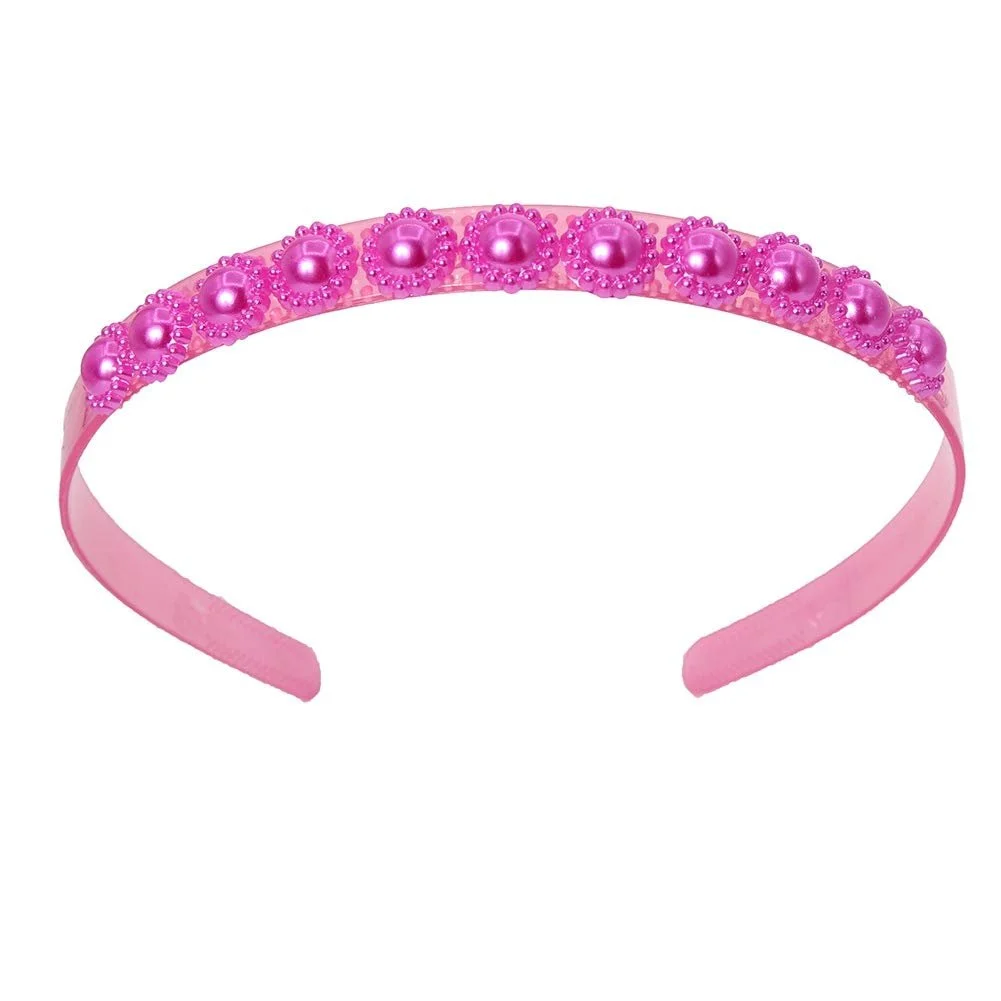 Обруч Квітковий з бісеру Дизайнерський Аксесуар для волосся Boho Рожевий, фото №1