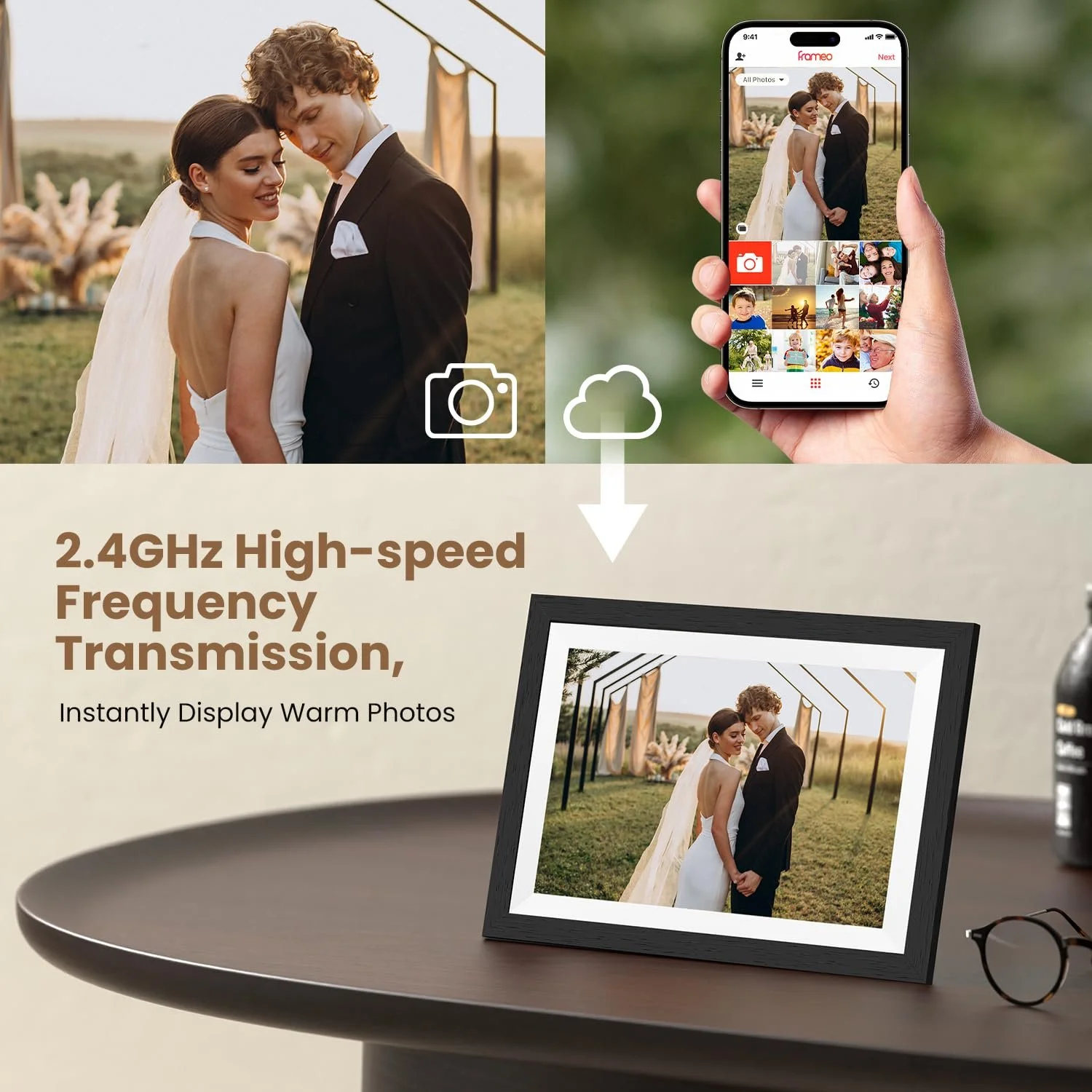 Цифровая фоторамка SONVGOO 10.1" WLAN IPS 1280 x 800 32 GB Wood, фото №3 Цифровая фоторамка SONVGOO 10.1" WLAN IPS 1280 x 800 32 GB Wood, фото №3