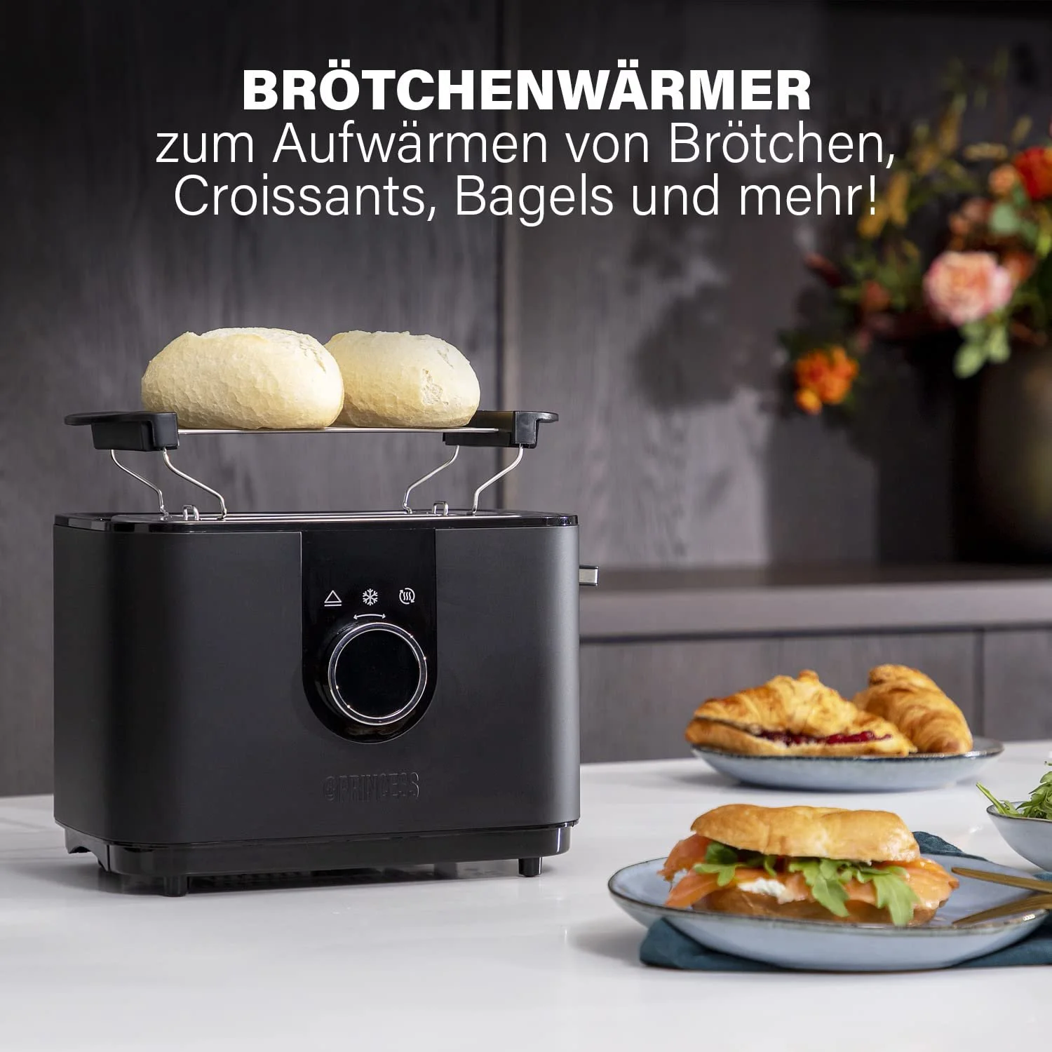 Тостер Princess Moments 2 слоти 7 рівнів підсмажування підігрів хліба розморозка підігрів та функція скасування цифровий LED-дисплей 920 Вт, фото №5