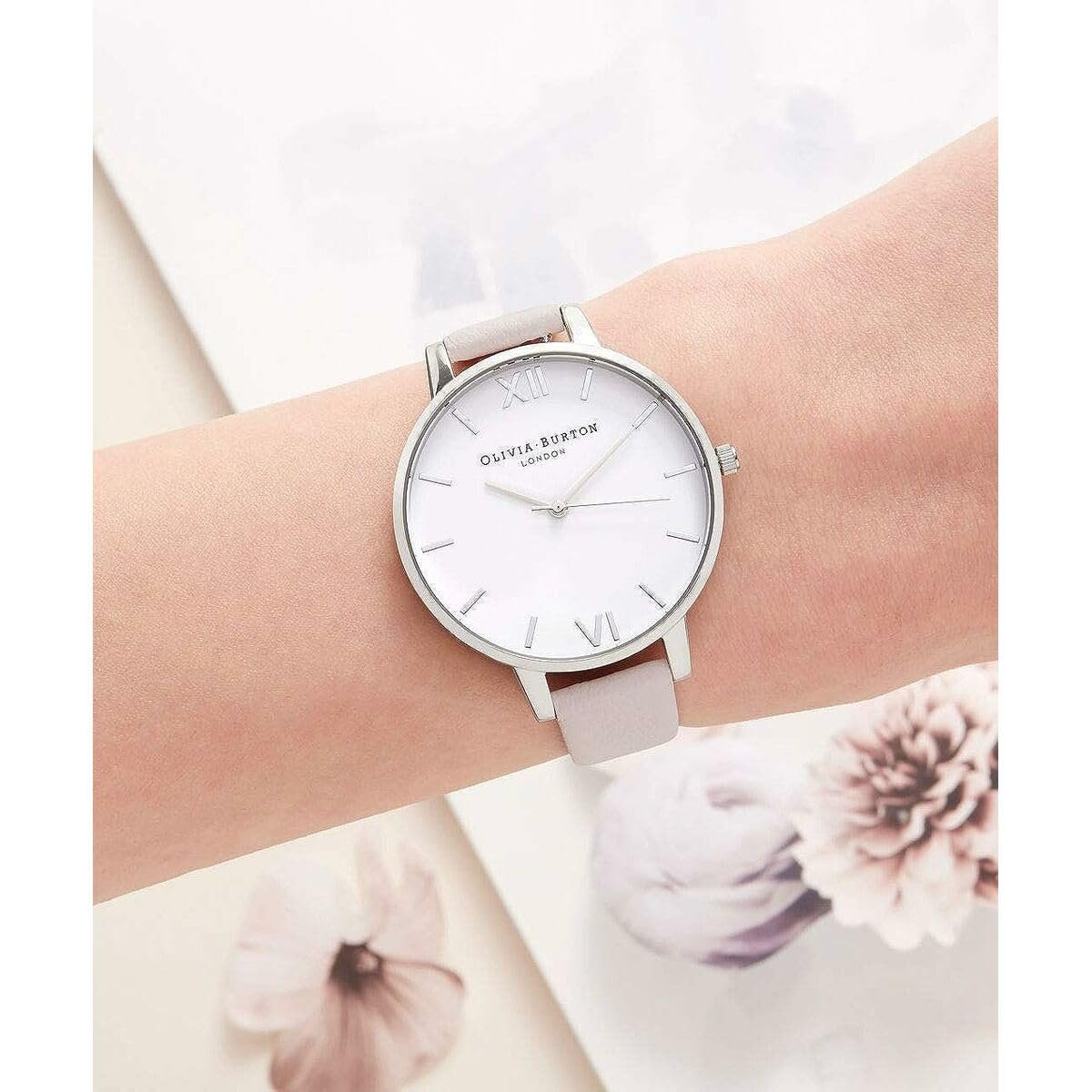 Жіночий аналоговий кварцовий годинник Olivia Burton Blossom & Silver OB16BDW34, червоний шкіряний ремінець, Ribbon, фото №4