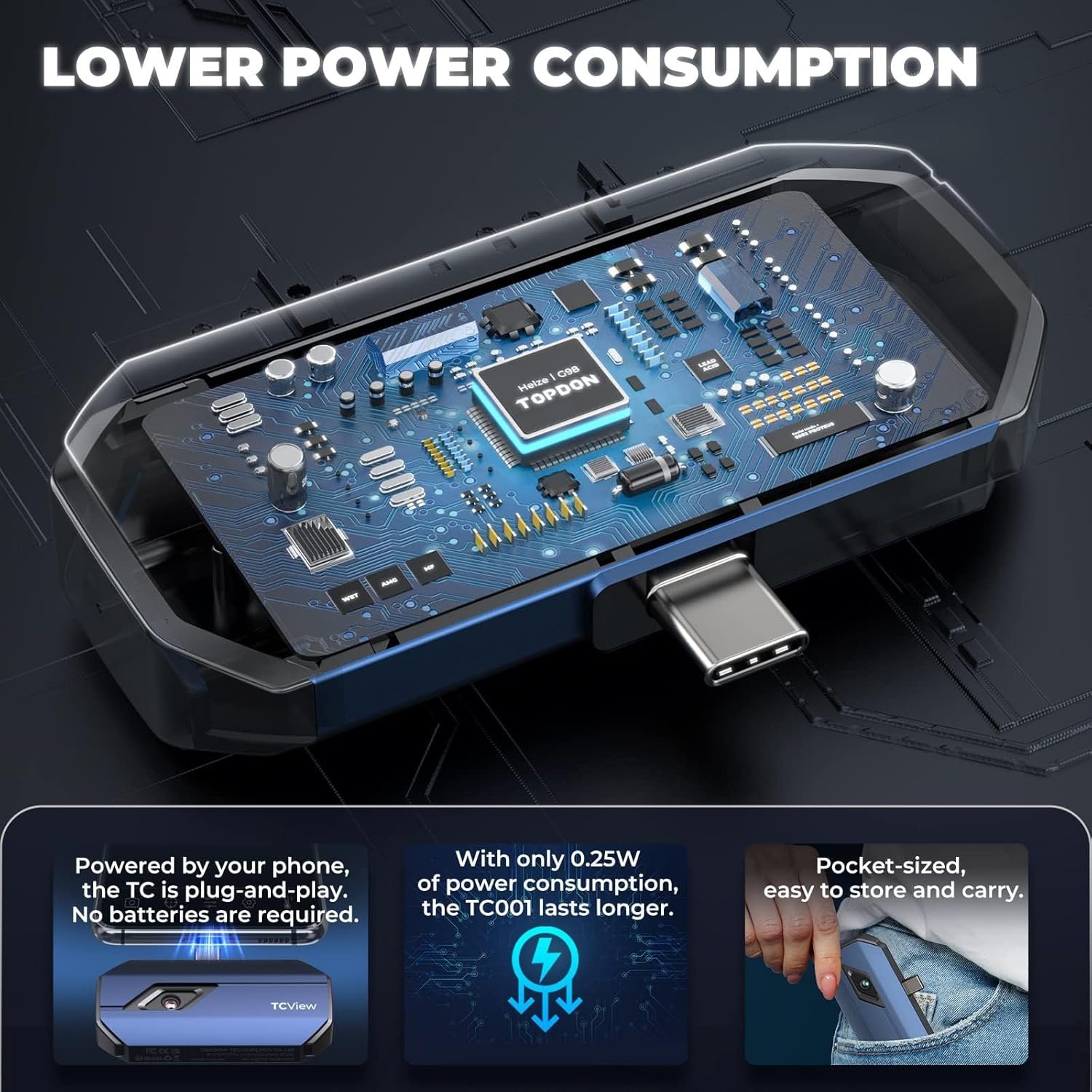 Тепловізійна камера TOPDON TC001 256 x 192 40mk 25Hz Синя, фото №8