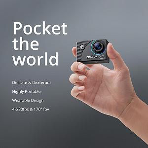 Екшн-камера Dragon Touch 4K30FPS 20MP WiFi 170° з широким кутом огляду, 2-дюймовим екраном Ultra HD, 4-кратним зумом, пультом дистанційного керування 2.4G, набором кріпильних приладів і 2 батареями 1050 мАг Vision 3 synthetic.ua - Фото 1
