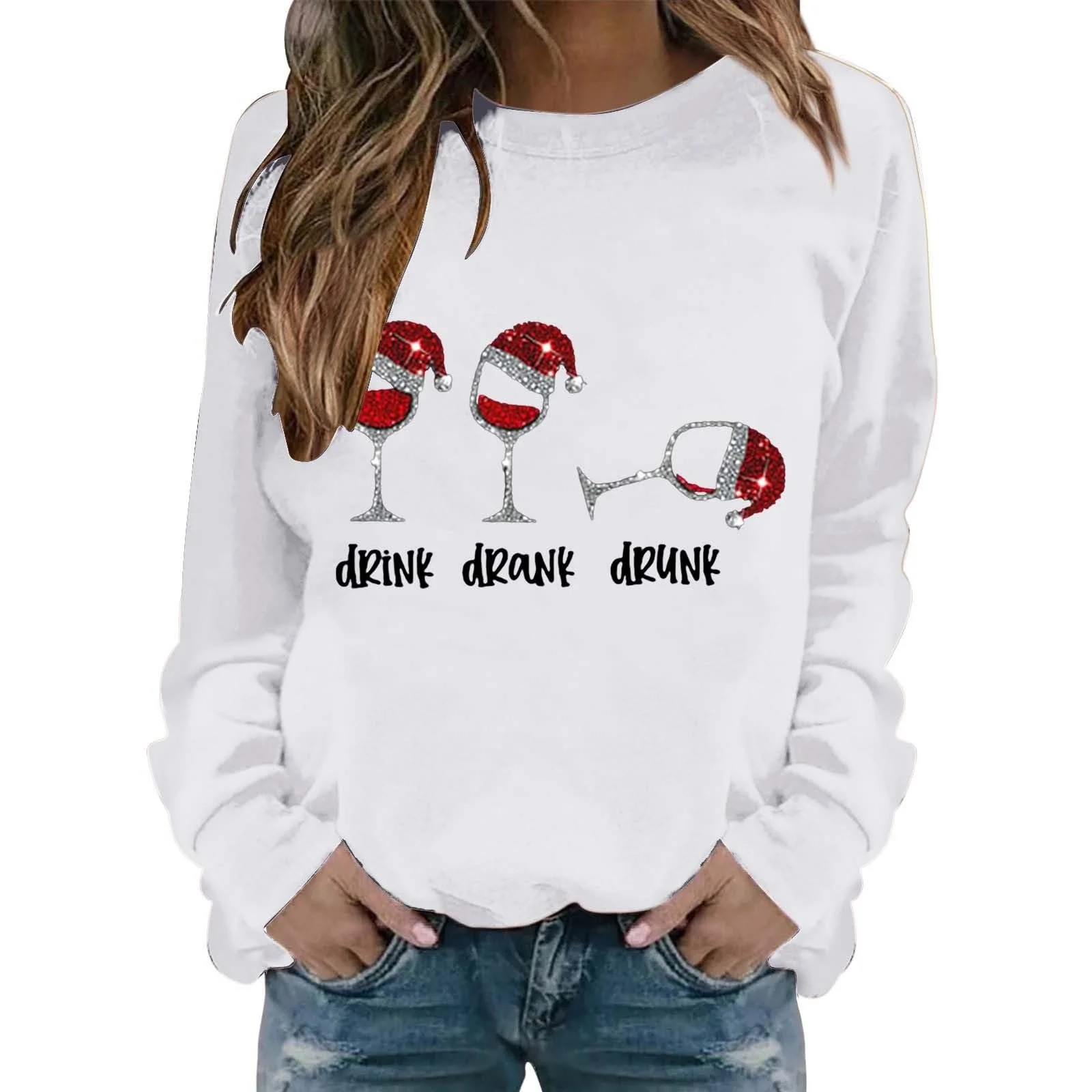 Длинный женский пуловер однотонный, модный, повседневный, теплый, с длинными рукавами, с круглым вырезом, мягкий, с принтом, зимний свитшот, топы, фото №1