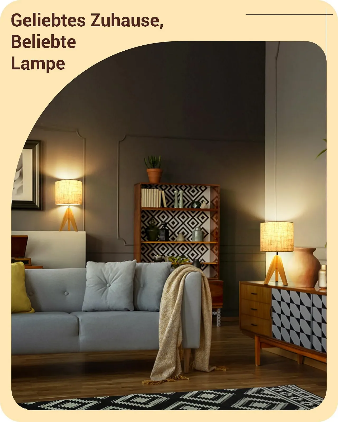 Настільні лампи EDISHINE Набір з 2 шт. LED E27 з лляним абажуром Бежевий, фото №6