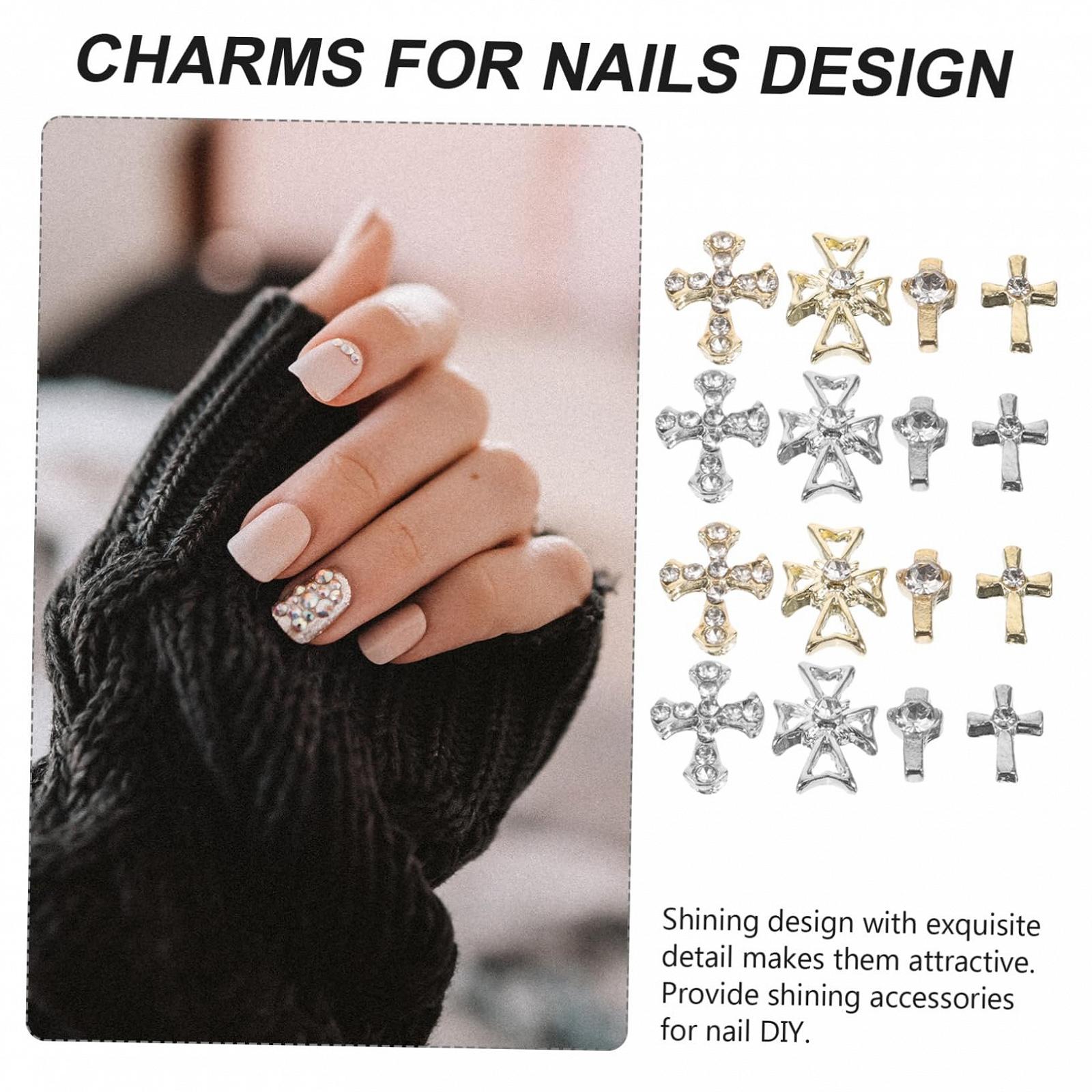 Шарми для нігтів Хрести, 80 шт, прикраси для манікюру, блискучі, фото №6