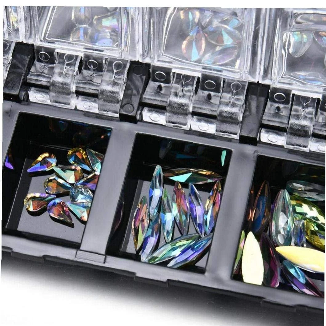 Набор хрустальных страз для ногтей 12 отделений/коробка, смешанные бриллиантовые камни для ногтей, одежды, обуви и рукоделия, фото №9