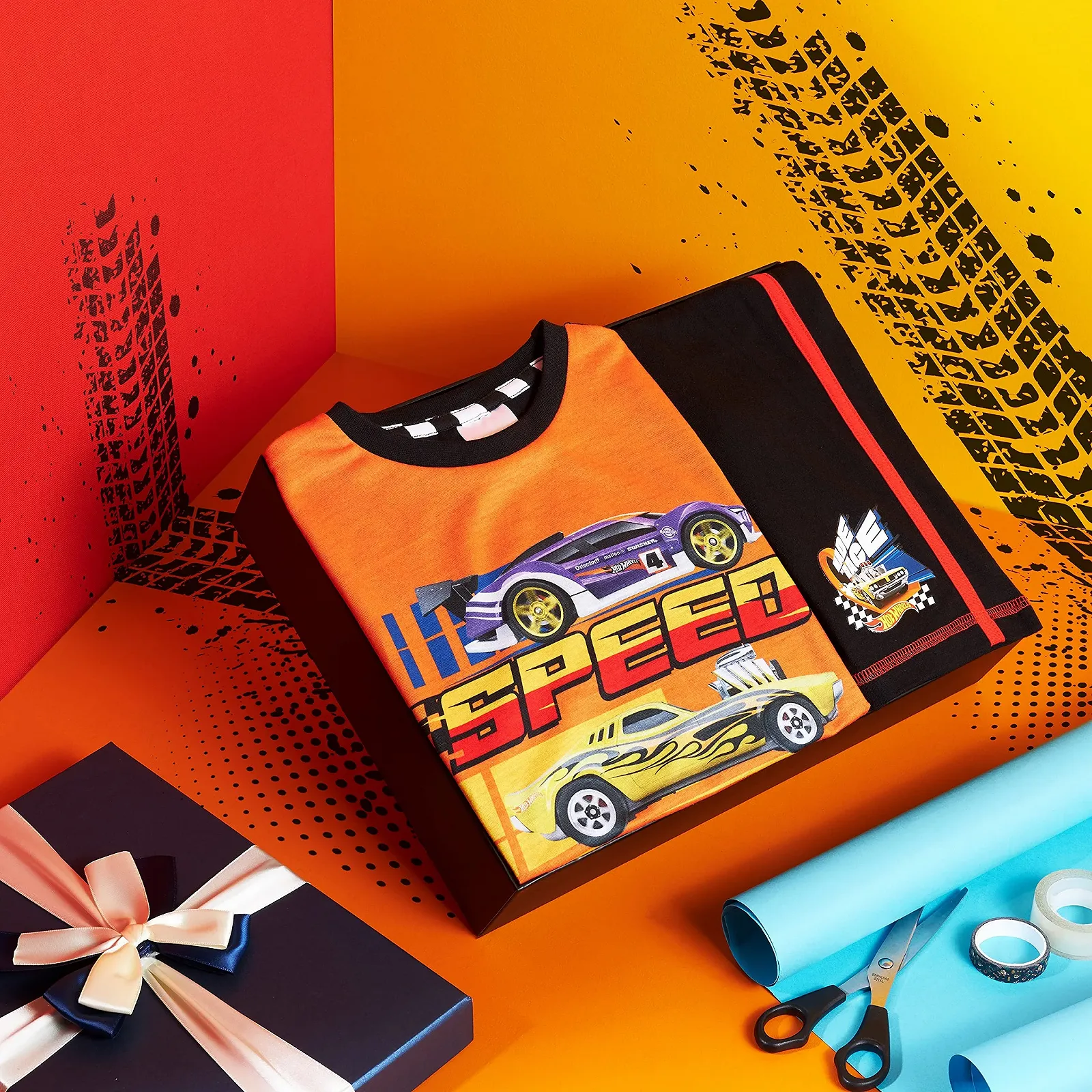 Комплект піжами Hot Wheels для хлопчиків, шорти, 2 шт, фото №2