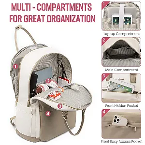 Рюкзак для ноутбука Lovevook 17" USB Charging Port Khaki Beige synthetic.ua - Фото 1
