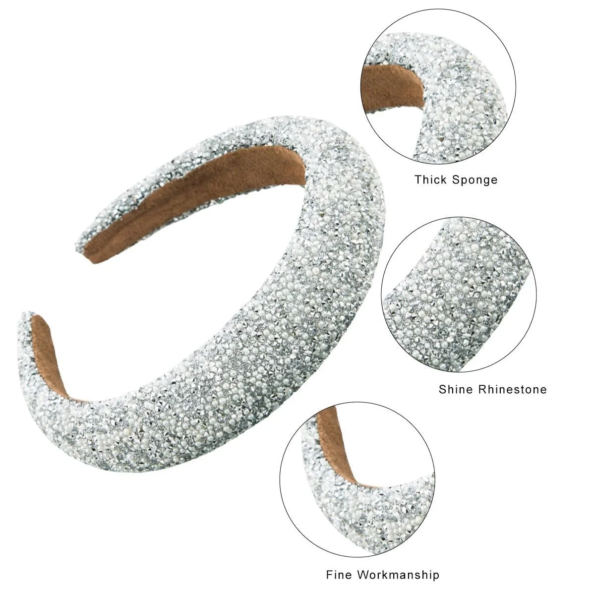Обруч Жіночий зі стразами, срібні намистини, фото №2 Обруч Жіночий зі стразами, срібні намистини, фото №2
