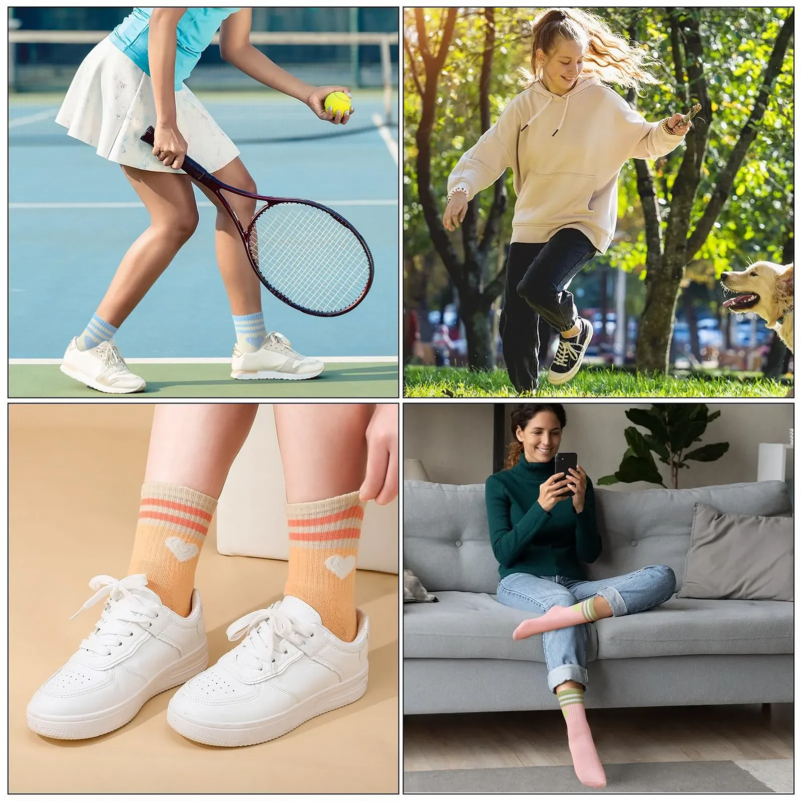 Женские носки с сердечком Размер 33-37, Спортивные носки в стиле ретро с полосками, Теннисные носки, Хлопковые носки для девочек, Носки для бега, Короткие носки (разноцветные), фото №6