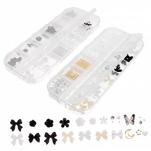 Підвіска для нігтів VILLCASE 2 коробки, чорні діаманти, перлинне оздоблення - Фото 1