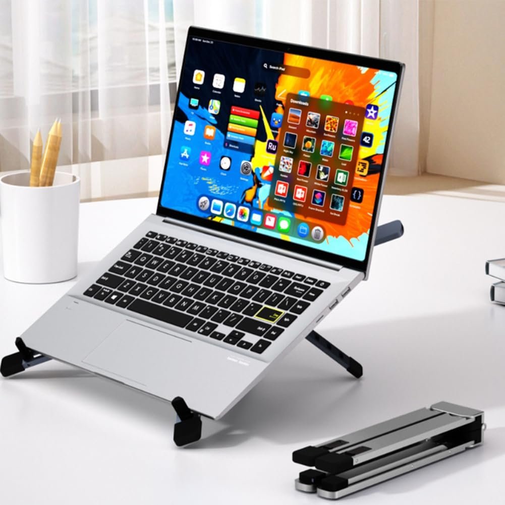 Підставка для ноутбука Складна Охолодження ноутбука Док Портативна Комп'ютерна підкладка Темно-сірий, фото №6