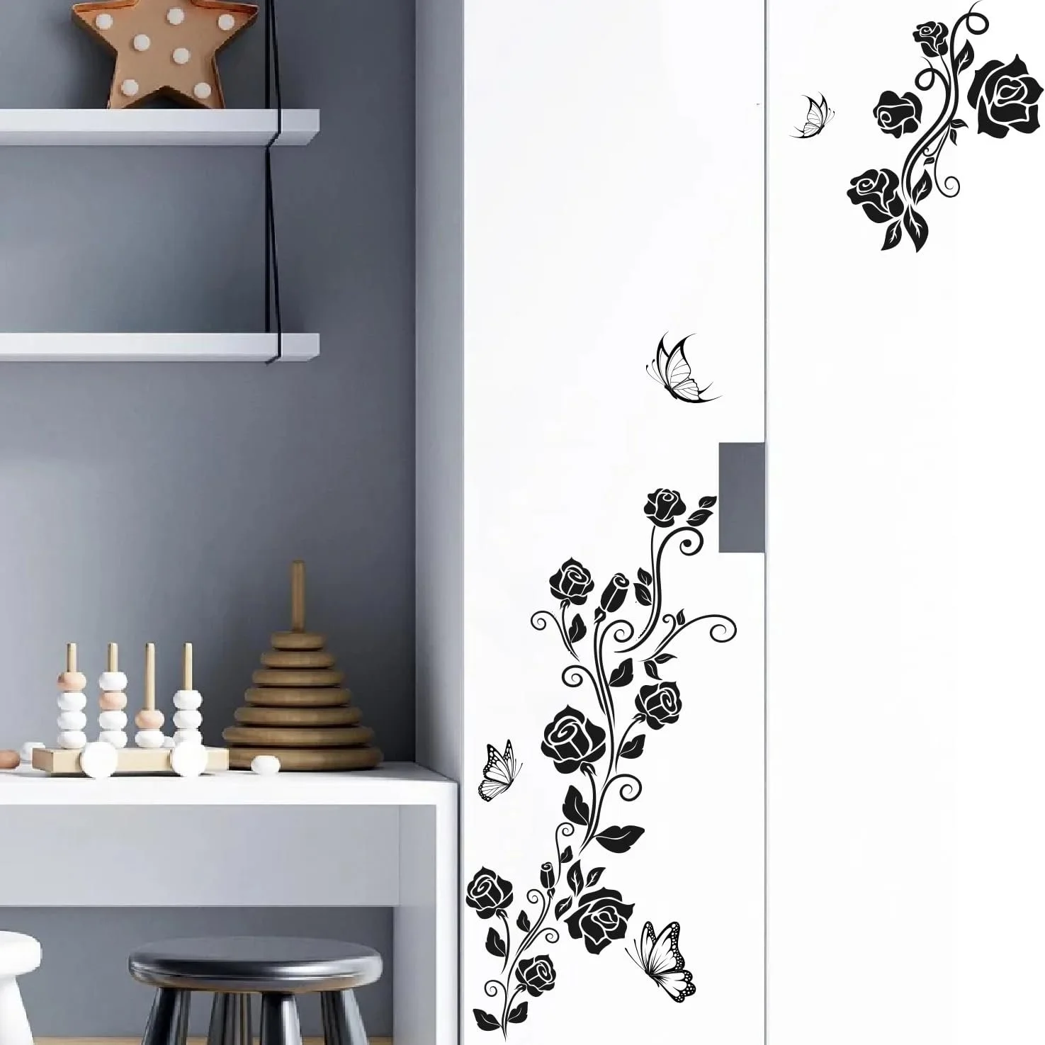 Наклейка на стіну TOARTI Flower Tendrils Hibiscus Чорна, фото №3