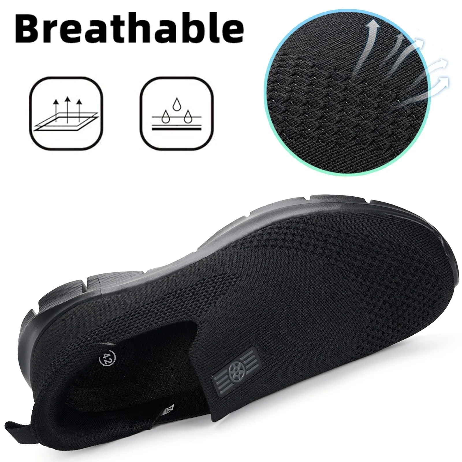 Кросівки ZUSERIS Вязані Унісекс Сліпони Спортивне взуття Тренувальні Кросівки для активного відпочинку Піші прогулянки Фітнес взуття без шнурків Підтримка склепіння стопи 36-46, фото №3