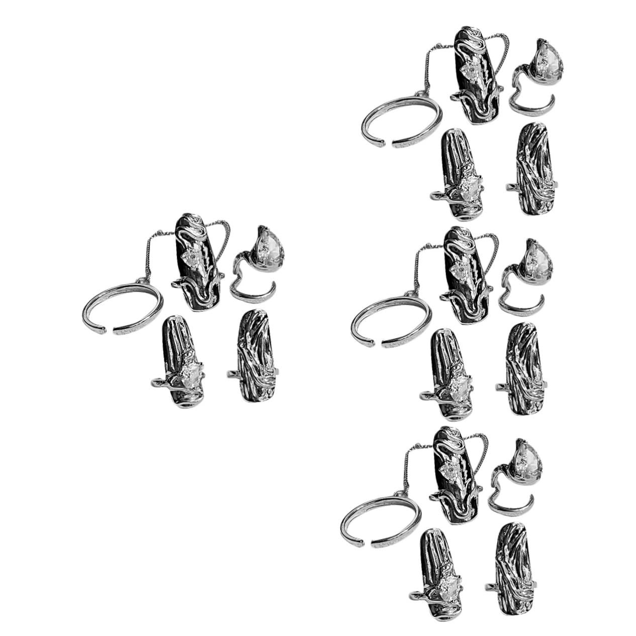 Кольца для ногтей Minkissy, 16 шт., открытые, регулируемые, кристальные, для женщин и девушек, элегантные украшения для уникального дизайна ногтей и особых случаев, фото №1 Кольца для ногтей Minkissy, 16 шт., открытые, регулируемые, кристальные, для женщин и девушек, элегантные украшения для уникального дизайна ногтей и особых случаев, фото №1